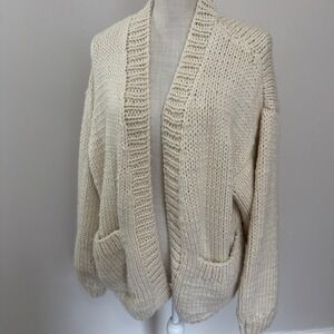 Handmade Chunky Knit Knitted Open Front Cardigan Sweater Large